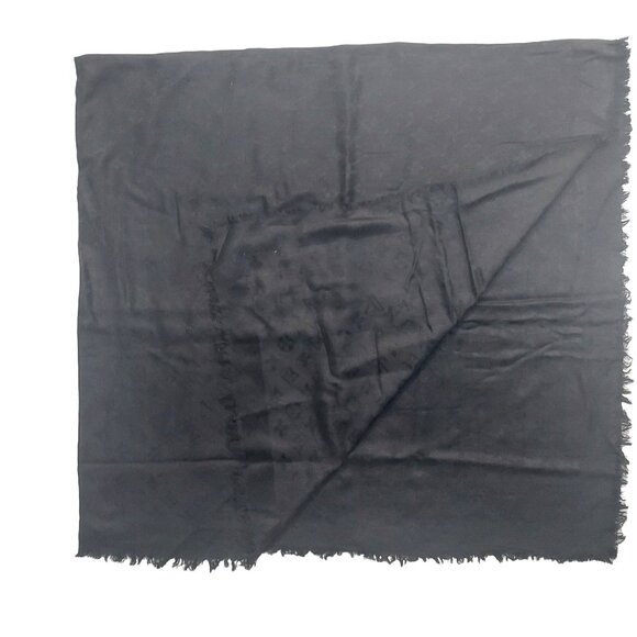 LOUIS VUITTON LV Vintage Black Monogram Scarf Wrap Scarves - Picture 2 of 7